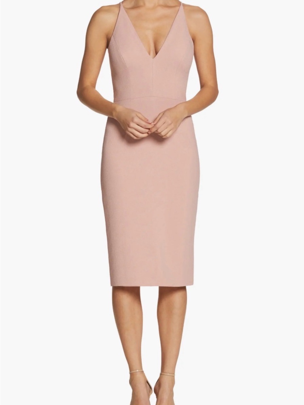 Dress the Population Dusty Rose V-Neck Sleeveless Midi Dress